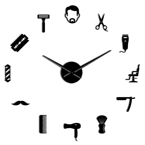 The Geeky Days Framless Barber Shop 3d Diy Wall Clocks Hair