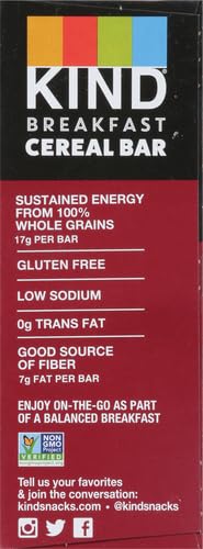 KIND BREAKFAST CEREAL BARS, CINNAMON WITH ALMONDS, HEALTHY SNACKS, GLUTEN FREE, 100% WHOLE GRAINS, 3G PROTEIN, 6 COUNT