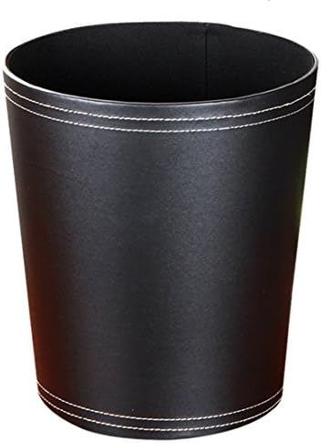 ReallyPow 7L Faux Leather Waste Bin Pu Leather Wastebasket Paper Dustbin without Lid for Office, Livingroom(24.5 * 24.5 * 28cm) (Black)
