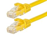 Monoprice Flexboot Cat6 Ethernet Patch Cable - Network Internet Cord - RJ45, Stranded, 550Mhz, UTP, Pure Bare Copper Wire, 24AWG, 1ft, Yellow - 109837