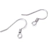 KISSITTY 200Pcs Stainless Steel French Earring Hooks with Coil Hypoallergenic 14x17mm Fish Ear Wires with 2mm Loop for DIY Dangle Earring Making