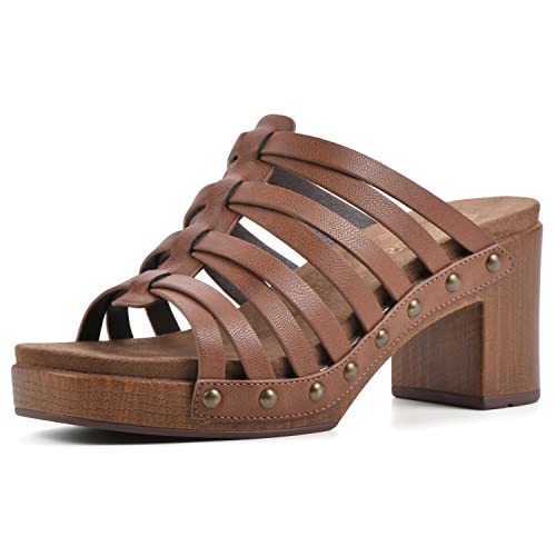 WHITE MOUNTAIN Women's Jackpot Heeled Mule, Dk.Tan.Burn/Smooth, 6 M
