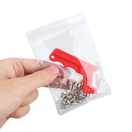 RAHATA 16 Pieces 1/4 inch Stainless Steel Track and Field Spikes for Running High Jump Long Jump with Wrench (Christmas Tree Spikes)