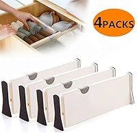 Normei Drawer Dividers 11"-17" Expandable Adjustable Dresser Drawer Organizers Divider for Clothes, Silverware and Utensils fit Kitchen, Bedroom, Bookcase, Baby Drawer with Instructions (4 Pack)