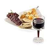 White Cocktail Buffet Plates with Beverage Holder 10 Pack Party Plates with Wine Stem Holder