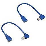 Right Angle USB Adapter, SNANSHI USB 90 Degree Adapter USB3.0 A Male to Female 90 Degree Left and Right Angle Extender 1 Feet 2 Pack