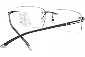 LARAKVEAKV Frameless Reading Glasses Progressive Multifocus Sun Readers Photochromic Computer Readers Ultra Thin Clear Lenses