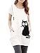Allegra K Women's Round Neck Short Sleeve Cat Prints Loose Tunic Top S White