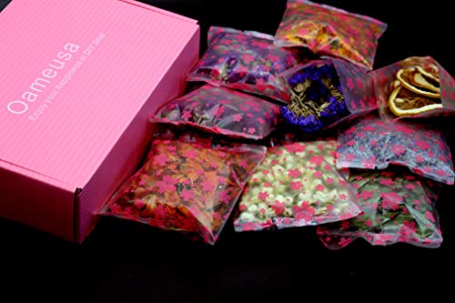 Oameusa Dried Flowers,Dried Flower Kit,Candle Making, Soap Making, AAA Food Grade-Pink Rose,Lavender,Lily,Mint Leaf,Lemon,Chrysanthemum,-9 Bags Box Packing