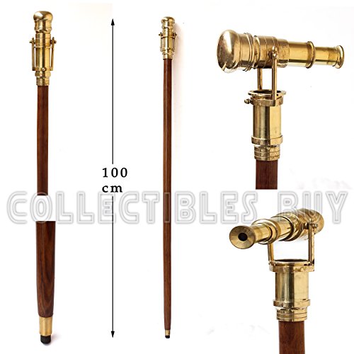 New Wooden Walking Stick With Brass Handle Telescope Vintage Collection Authentic and Perfect gift item