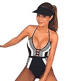 Bikini Set,FUNIC Women One Piece Swimsuit Push Up Padded Bikini Swimwear Bathing (Large, Black)