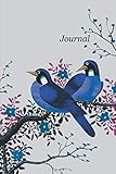 Journal: Blue Birds 6x9 - DOT JOURNAL - Journal with dot grid paper - dotted pages with light grey d by Premise Content