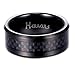 Heraculs 8MM Tungsten Carbide Ring for Man Black Carbon Fiber Inlay Polish Edges Wedding Engagement Band Ring Size 7-15