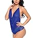 ADORNEVE Women Sexy Halter Teddy Lingerie Deep V-neck Babydoll Lace Sleepwear