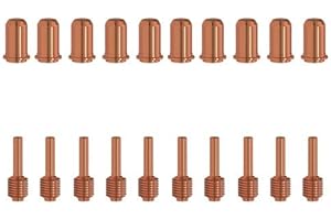 KEMAO 10Pcs 220480 Plasma Cutting Nozzle Tips & 10Pcs 220478 Plasma Cutting Electrode Fit for Powermax30 Plasma Cutting Torch