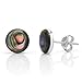 Women’s 925 Sterling Silver Green Abalone Shell Stud Earrings, 8.9mm