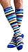 Compression Socks (1 Pair) for Women & Men by Wave (Navy Stripes, L-XL)