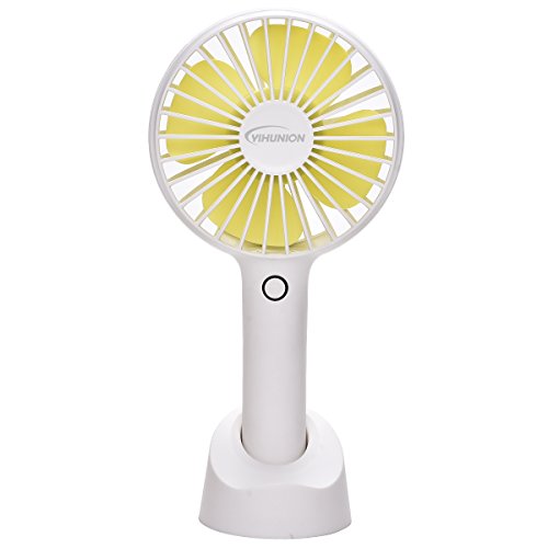 YIHunion Mini Handheld Fan Personal Portable USB Rechargeable Battery Powered Fan with Base, 2500mAh Battery，4 Modes for Home, Office, Bedroom and Outdoor travel(White) - Thumbnail 4