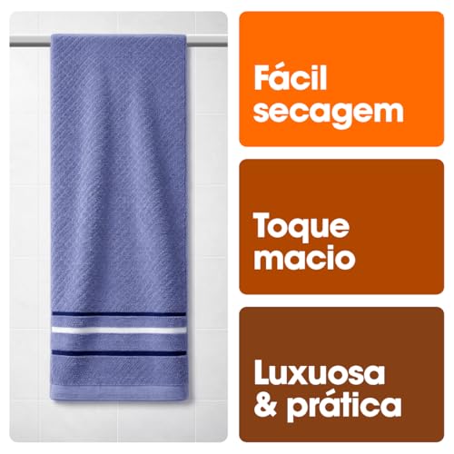 Toalha Banho Gigante Algodão Luxo Macia Alta Absorção Felpuda Premium Fio Penteado Hotel Spa Cor Azul