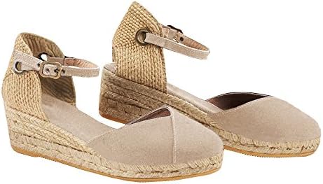 Huiyuzhi Womens Wedge Sandals Ankle Strap Cap Toe Espadrille Wedge Sandal