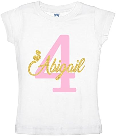 NanyCrafts' PERSONALIZED Birthday Girl Glitter Gold Girl's shirt 11/12 White
