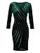 InsNova Emerald Green Long Sleeve Velvet Wedding Guest Dress Bodycon Wrap Cocktail Dress (Small)