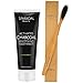 Activated Charcoal Toothpaste Made in USA with Bonus Bamboo Toothbrush - Fluoride Free - Activated Charcoal Teeth Whitening with Organic Coconut Oil - Removes Tooth Stains - Safe Ingredients