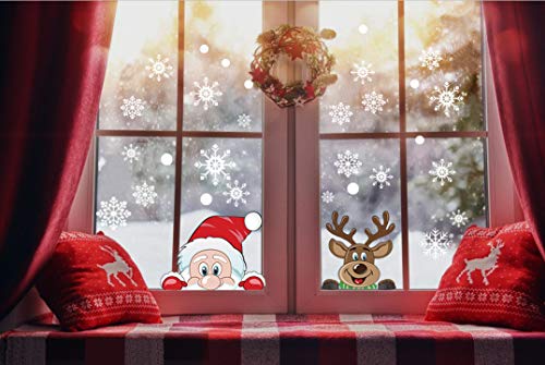 image for LOKIPA Christmas Clings 300pcs Decals Stickers for Window Santa Claus 