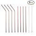 Eco-Friendly Reusable Stainless Steel Copper Straws | Set of 8 Including 4 Straight Plus 4 Bent Cocktail Straws Plus 2 Cleaning Brushes | Great for 20oz Yeti Tumblers and Moscow Mules, 9.5in