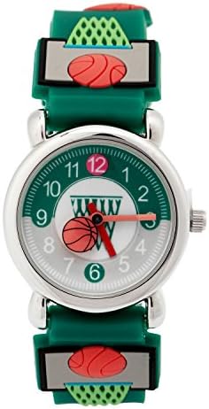 Mixe Waterproof 3D Cute Cartoon Digital Silicone Wristwatches Time Teacher Gift for Little Girls Boys Kids Children ME258 (Basketball)