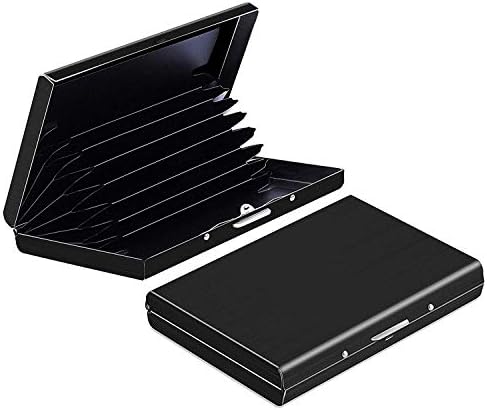 LionBud 6 Slots Card Holder Black Matt Finish Stainless Steel for Men and Women |Holds Credit, ATM, Business,ID,Visiting Cards in Pocket