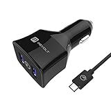 PEVOLT Quick Charge 2.0 (GAIN 0% - 60% in 30mins) 36W 2 Turbo Rapid Ports USB Car Charger Both Ports Support QC 2.0 (FREE Extra Long 3.3 ft Micro USB Cord Cable)-Black