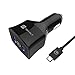 PEVOLT Quick Charge 2.0 (GAIN 0% - 60% in 30mins) 36W 2 Turbo Rapid Ports USB Car Charger Both Ports Support QC 2.0 (FREE Extra Long 3.3 ft Micro USB Cord Cable)-Black