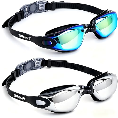 Vorshape Schwimmbrille, dicht abschließend, beschlagfrei, mit UV-Schutz, 2 Stück