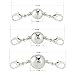 BEADNOVA 6pcs 8mm 10mm 12mm Silver Plated Magic Magnetic Jewelry Clasps Clever Clasps Built-In Safety Magnetic Lock with Lobster Clasp For Jewelry Making (Mixed Size)