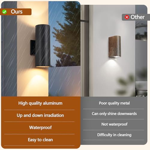 Nigaut Outdoor Lights for House, 4 Pack Exterior Wall Light Fixture, Anti-Rust Aluminum Up and Down Porch Light for Pool Fence, Front Door & Modern Farmhouse, E26 Socket Outdoor Wall Sconce 11.8" | IP65 Waterproof Anti-Rust Aluminum Wall Mount Fixtures for Porch Garden Garage Courtyard, Bulbs Not Included