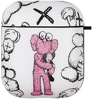 Ultra Slim Fit Soft TPU Pink Cookie Monster Bear Case for Apple Airpods 1 2 with Bag Belt Hook Protective Mini Bag Protector Shockproof Luxury Designer High Fashion Cool Stylish Brand Boys Girls