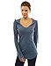 PattyBoutik Women Hoodie Curve Hem Tunic Top (Heather Blue Small)