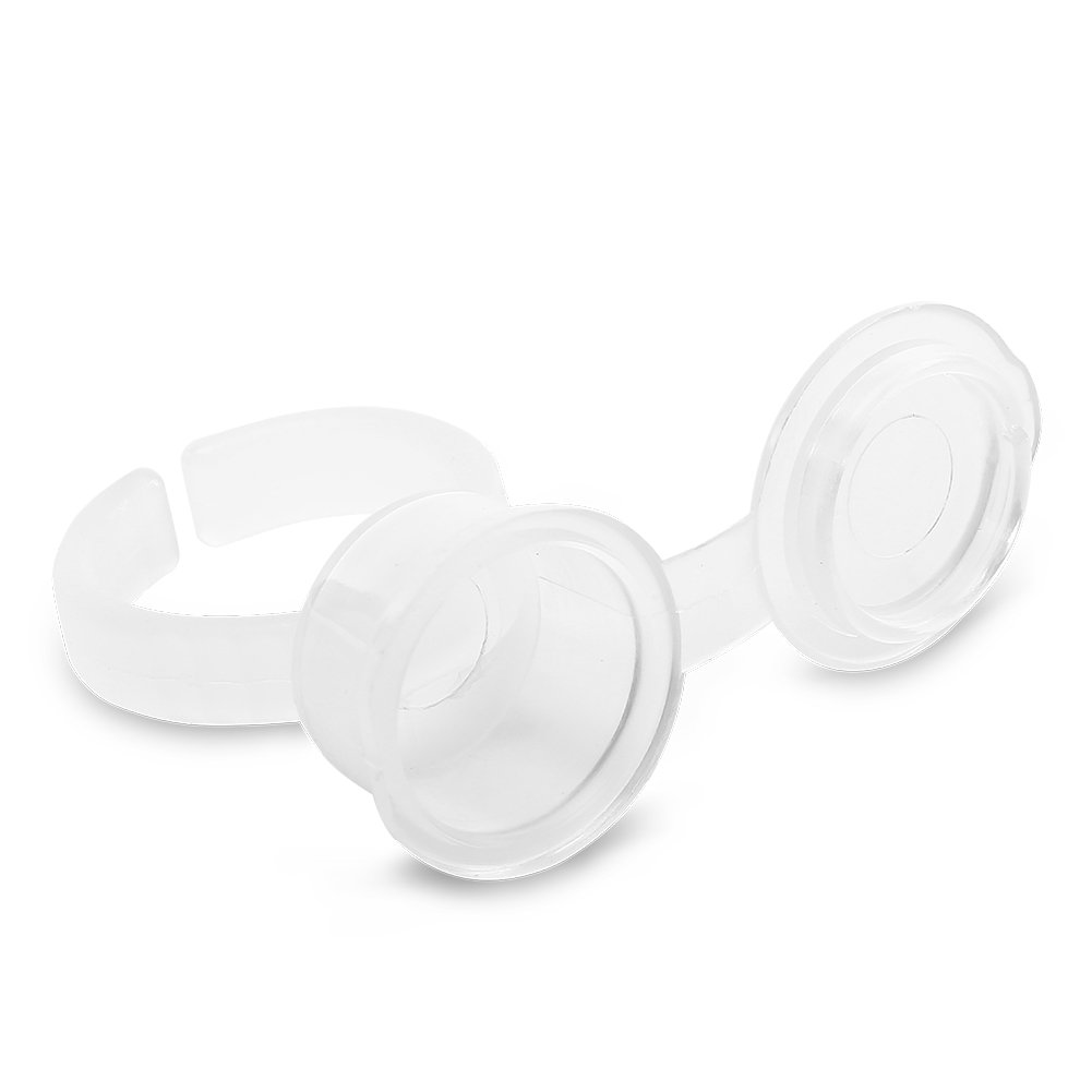 Rotekt 100pcs Tattoo Ink Ring Eyelash Extend Pigment Ink Holder Container Cup with Lid Tattoo Kit