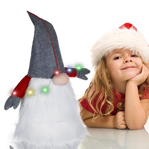 Oubomu Lighted Christmas Tree Topper, Large Scandinavian Swedish Tomte