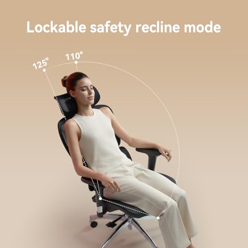 SIHOO M56B Ergonomic Office Chair, High Back Desk Chair, Lumbar Support, Swivel Computer Task Chair with Adjustable Headrest, Tilt Function, Black