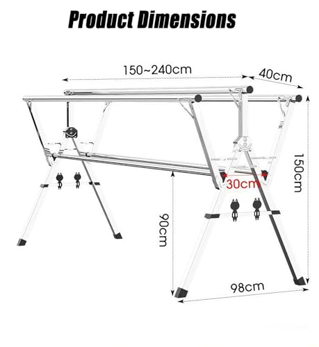 ZERIFAM Foldable Clothes Drying Stand, Heavy Duty Drying Rack, Comes with Two Shoe Supports, Thickened Stainless Steel Dryings Racks, Save Space, Windproof, Indoor Outdoor Use