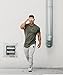 YoungLA Mens Long Ring-Spun Cotton T-Shirts Lightweight Muscle Tee Shirts 301 - Olive Small