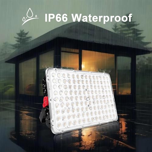 CREATESTAR Outdoor LED Spotlight 40000LM, 400W Outdoor LED Spotlights 6500K Cool White Light, IP66 Waterproof Outdoor Spotlight for Warehouse, Garden, Garage, Sports Field, Backyard, Parking