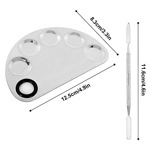 DaveandAthena 2 Pack Makeup Mixing Palette,Stainless Steel Makeup Palette and Spatula Pro Cosmetic Tool, 2 Types
