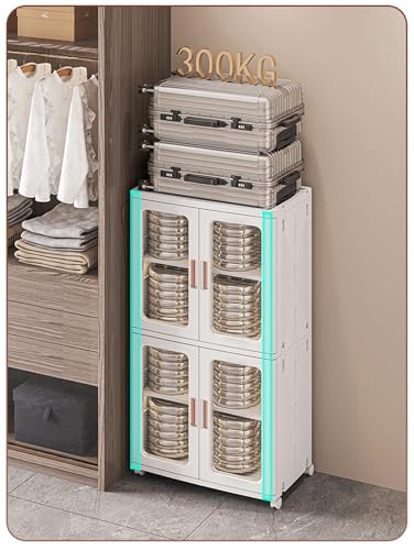 Double Layer Foldable Storage Box, Extra Large Dual Opening Storage Organizer, Stackable Bins with Lids & Wheels, Clothes Snacks Toys & Books, Collapsible Container for Home Office Outdoor Car (3Pcs)