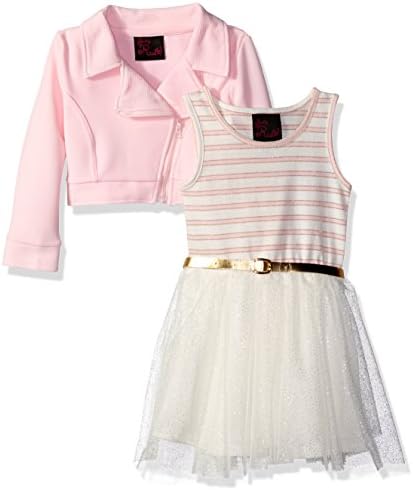 Girls' Rule Little Girls' 2 Piece Knit Jacket Dress Set, Ivory, 6X