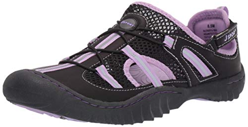 JSport by Jambu Women's Bleeker Fisherman Sandal, Black/Lavender, 7 M US