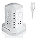 JZBRAIN Tower Surge Protector Charging Station 8-Outlet 6-USB with 9.8ft Extension Cord (White)