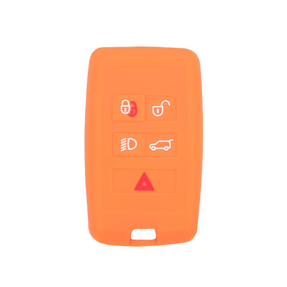 BROVACS Silicone Cover Protector Case Holder Skin Jacket Compatible with LAND ROVER Range Rover Discovery JAGUAR 5 Button Smart Remote Key Fob CV4984 Orange